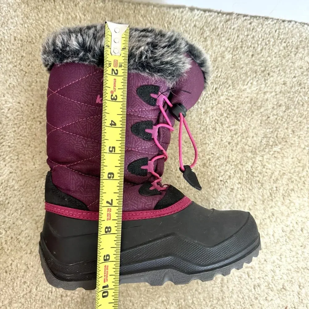 Kamik Snowangel Girls Size 2 Purple Snow Boots Faux Fur Waterproof Winter Shoes